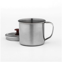 Кружка «Вестерн», 320 мл, d=9 см, с крышкой, нержавеющая сталь, хромированная