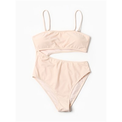 Купальник женский слитный с вырезом на животе MINAKU, размер 48, молочный