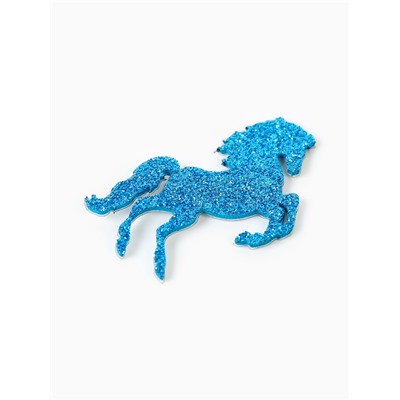 Декор новогодний «Лошадки» на клеевой основе, синий, набор 6 шт.