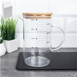 Кувшин мерный 1000 мл / LCWJ103 /уп 48/* Бамбуковая крышка