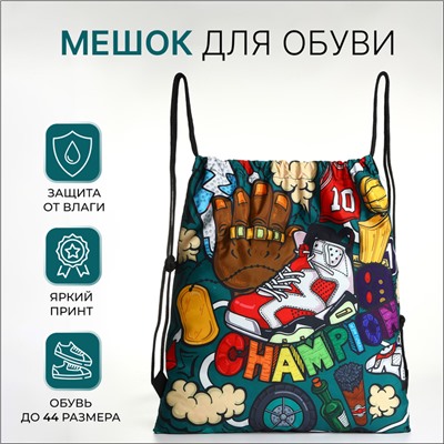 Мешок для обуви на шнурке, бирюзовый, разноцветный