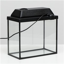 Аквариум Прямоугольный «Атолл» с крышкой, 13 л, 30×16×26/31 см, чёрный