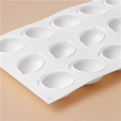 УЦЕНКА Форма для муссовых десертов и выпечки KONFINETTA «Лимоны», силикон, 29×17×3 см, 15 ячеек (5.5×4 см), 30 мл, белая