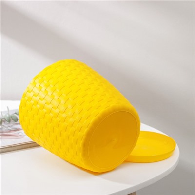 Горшок для цветов с поддоном «Ротанг», 3 л, d=17 см, h=17 см, пластиковый, жёлтый