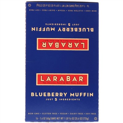 Larabar, The Original Fruit & Nut Food Bar, Blueberry Muffin, 16 Bars, 1.6 oz (45 g) Each
