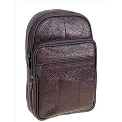 Сумка мужская через плечо из натуральной кожи, цвет коричневый