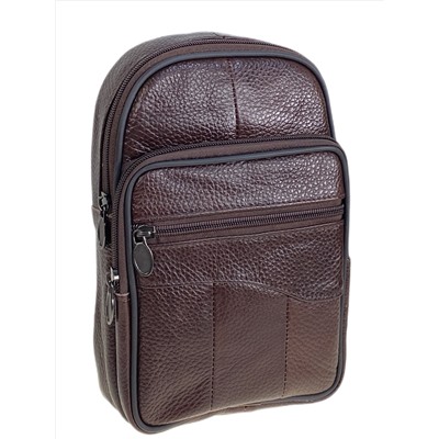 Сумка мужская через плечо из натуральной кожи, цвет коричневый