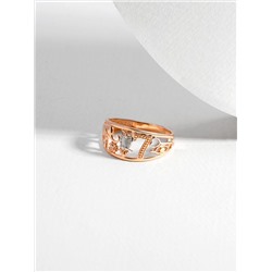 Кольцо на удачу из золочёного серебра с бриллиантом и родированием 925 пробы 1-3098зр110