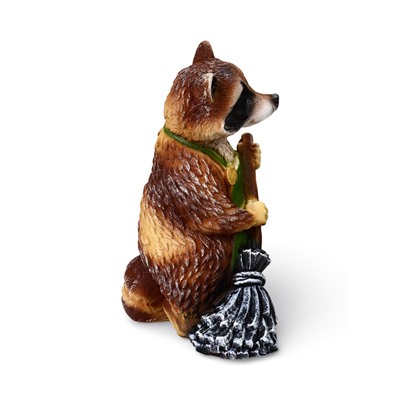 Садовая фигура из полистоуна «Енот с метлой», 26×24×38 см