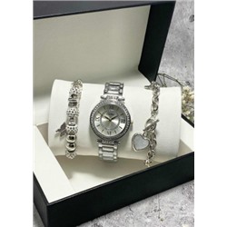 Подарочный набор для женщин часы, 2 браслета + коробка #22853037