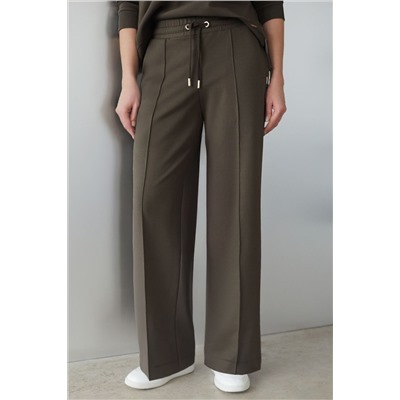 Прямые трикотажные брюки на резинке из футера двухнитки эластичные VILATTE, 1228116