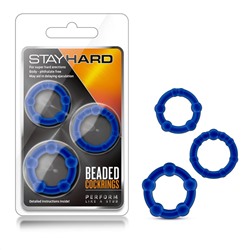 Набор из 3 синих эрекционных колец Stay Hard Beaded Cockrings