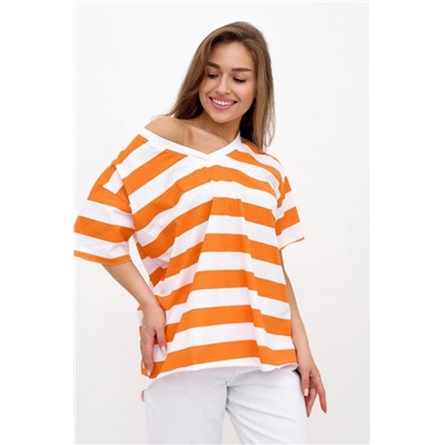 Футболка женская в полоску Фурор (Оранжевый)