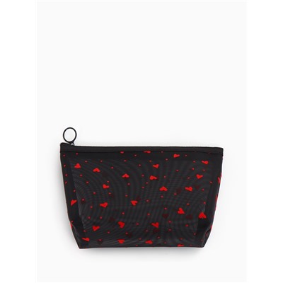 Косметичка женская Little love, с рисунком, на молнии, чёрная