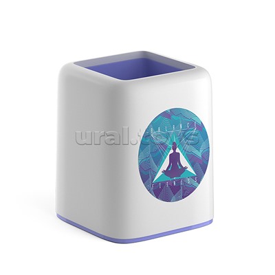 Подставка настольная пластиковая Forte, Meditation, белая с фиолетовой вставкой
