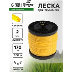 Леска для триммера ТУНДРА, сечение круг, d=2 мм, 170 м, нейлон
