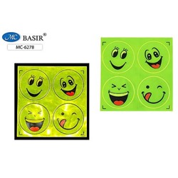 Набор светоотражающих фигурных наклеек "СМАЙЛЫ" 4 шт d= 5 см МС-6278 Basir
