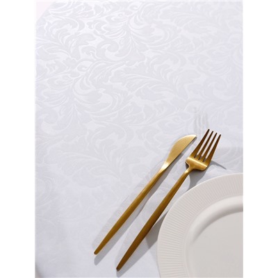 Скатерть DomoVita белая жаккард, рисунок МИКС (80% полиэстер, 20% хлопок) микрофибра 100×150