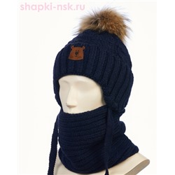 03-18-M (E) Комплект для мальчика (шапка+снуд) (48-50)