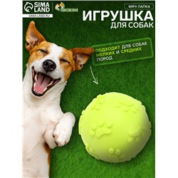 Игрушка для собак «Мяч-лапка», 6 см, TPR, жёлтая