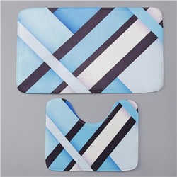 Набор ковриков для ванной и туалета Доляна «Полосатый», 2 шт.: 40×50, 50×80 см