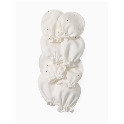 Антицарапки для новорожденных 4 пары, хлопок 100%, белые