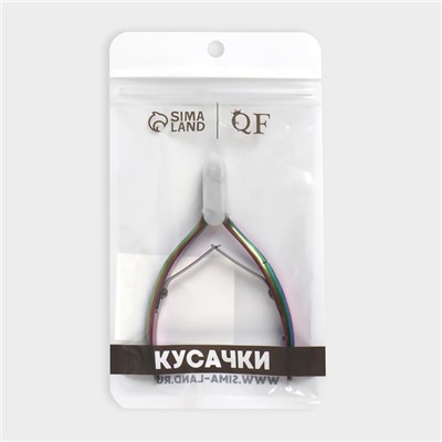 Кусачки маникюрные для кутикулы, изогнутое лезвие, двойная пружина, 10.5 см, длина лезвия-5 мм, цвет хамелеон