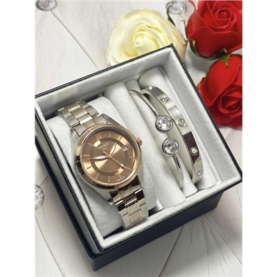 Подарочный набор для женщин часы, 2 браслета + коробка #22863146