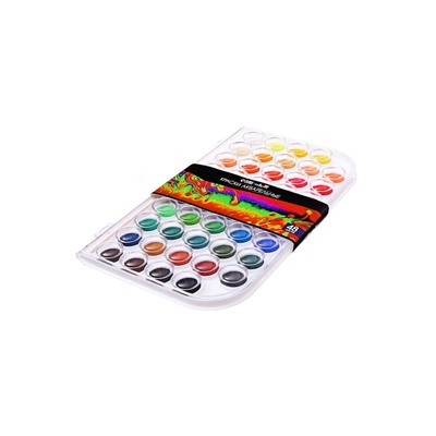 Краски акварельные 48 цветов, круглые, диаметр кюветы 23 мм, с кистью, пластиковый пенал, CALLIGRATA TOP