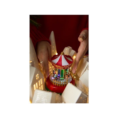 Светодиодная фигура «Карусель» 12×16×12 см, полистоун, от батареек АААх3, свечение RGB