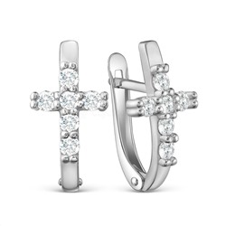 Серьги из серебра с фианитами родированные 925 пробы 11-0792р
