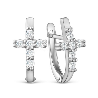 Серьги из серебра с фианитами родированные 925 пробы 11-0792р