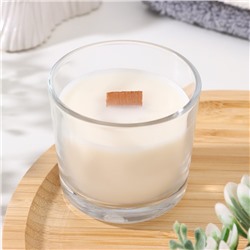 Ароматическая свеча в стакане с деревянным фитилем «Лесная малина», из соевого воска, 65 г