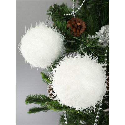 Новогоднее украшение Шары 2 штуки 9,5 см / WF-186 /уп 108/белые