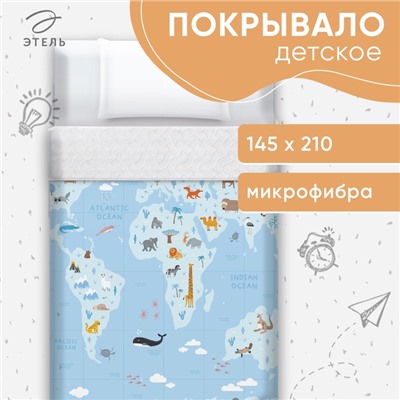 Покрывало 1.5-спальное «Этель» Around the world, 145×210±5 см, микрофибра