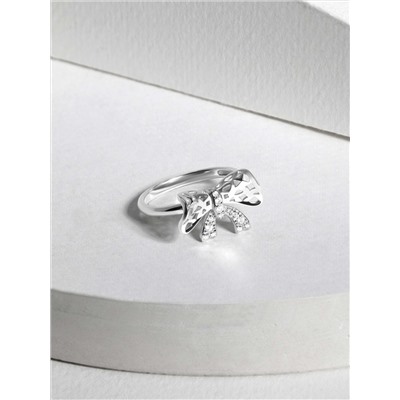 Кольцо из серебра с фианитами родированное - Бант 211-10-269р