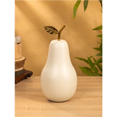 Сувенир «Груша с золотым листом», 12×12×25 см, матовый белый