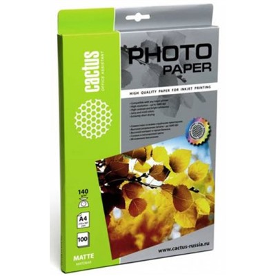 Фотобумага А4 100л 140г матовая односторонняя CS-MA4140100 (790640) Cactus
