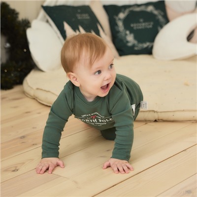 Костюм детский (штанишки, кофточка) «Крошка Я. Еловые веточки», рост 62-68 см, зелёный