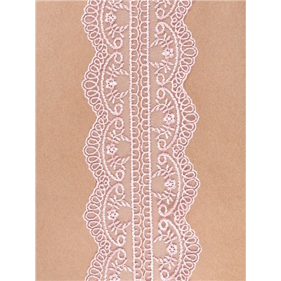 Кружево на сетке, 50 мм, 11±1 м, нежно-розовое