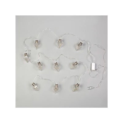 Гирлянда «Нить» 3 м с насадками «Лампочки кристалл», IP20, прозрачная нить, 80 LED, свечение белое, 8 режимов, 220 В