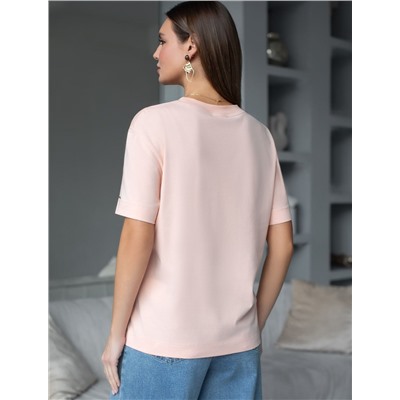 Свободная футболка с принтом из премиального хлопка с эластаном