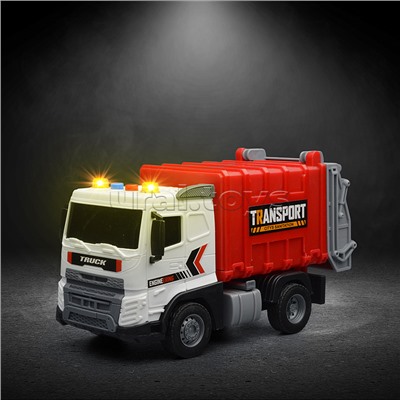 Машина "Мусоровоз" (свет, звук)  в коробке (красный)