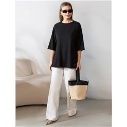 Футболка оверсайз с принтом стразами из премиального хлопка