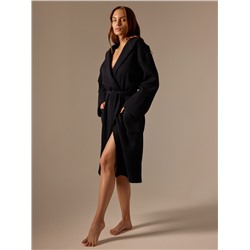 Халат вафельный женский SL HOME: Basic «Дарк Маре», размер 46-48, чёрный
