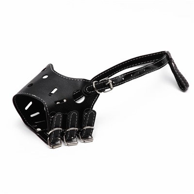 Намордник из прессованной кожи регулируемый, 3 (длина по носу 6.8 см, обхват морды 21-28 см), чёрный