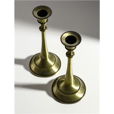 Металлический подсвечник на 1 свечу «Сканди», набор 2 шт., бронза, 24.5×10×10 см
