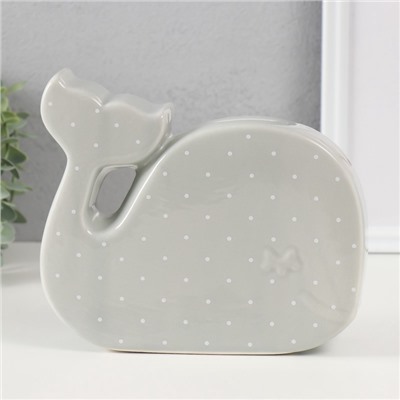 Копилка для денег «Китёнок в горох», керамика, серый, 21.5×5.2×18.2 см