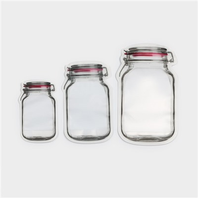 Набор пакетов для хранения продуктов Доляна, застёжка zip-lock,15×9.5 см, 19.5×11.7 см, 24.4×14.5, прозрачный