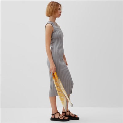 Платье вязаное миди женское MINAKU: Knitwear collection, серое, размер 48